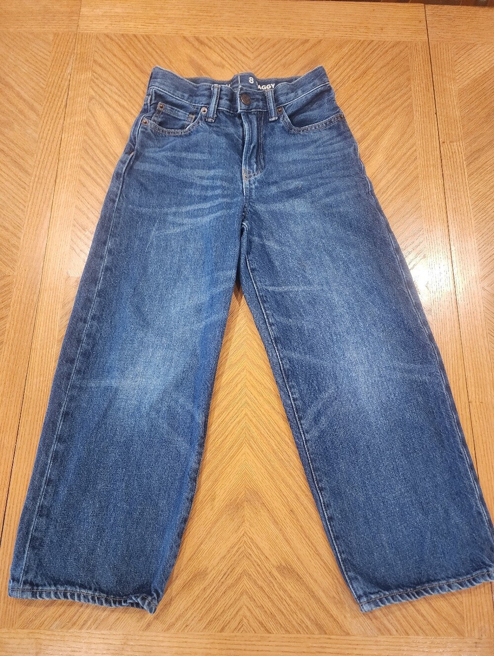 Gap Kids Girls Size 8 Baggy Fit Jeans Medium Wash Blue Denim Wide Leg